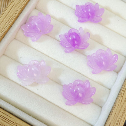 TK43 2pcs New Chinese resin imitation jade lotus double-about three DIY handmade necklace white jade jewelry pendant accessory