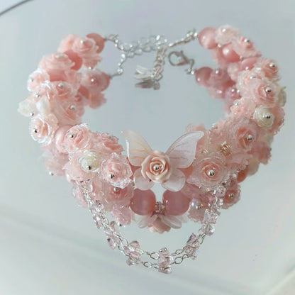 10pcs Flower  With holes Tie‑Dye Drilled Soft Rose Flower Beads, DIY Beading Supplies for Bracelet Necklace Jewelry Making
