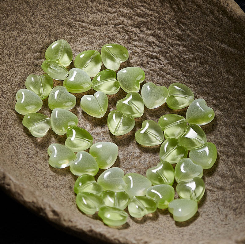 TK184 1 listing contains 10 beads 14mm Straight Hole Heart Shaped Glass Beads Y2K Aesthetic Loose Heart Beads, DIY Jewelry Making Supplies for Bracelets, Phone Charms, Keychains & Handmade Decor Accessories