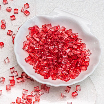 TK187 About 50pcs 7mm square sugar crystal clear glass beads, transparent matte beads, handcrafted DIY jewelry, handcrafted bracelet, necklace, earrings, accessory materials