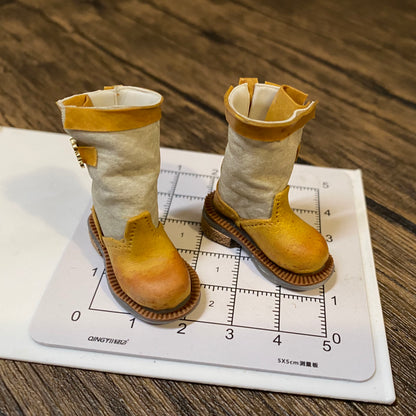 BJD582 30 Days Pre‑order  Handmade Patchwork Clay Doll Shoes, Vintage Distressed Miniature Footwear, Fits OB22, OB24, BJD, Blythe & Azone Dolls, Removable, Custom Orders Accepted, Worldwide Shipping