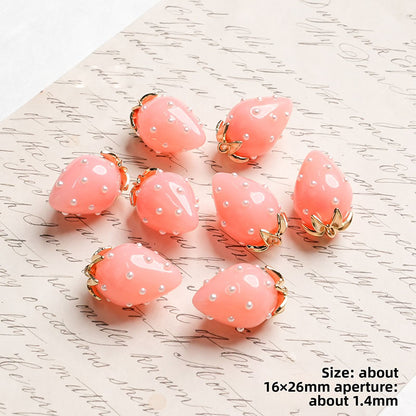 X2442 Cute Rhinestone Pearl 3D Strawberry Pendants, Large & Medium Size, DIY Handmade Accessories for Bracelets, Necklaces, Earrings & Phone Charms
