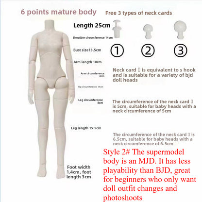 BJD610 20 Days Pre‑order  Mitian BJD Blind Box, No-Makeup Doll Head, Compatible with Style 2# Doll Body, Shoes Interchangeable with OB24 & OB22, Supermodel MJD for Beginner Doll Collectors, In Stock Doll Clothes & Shoes