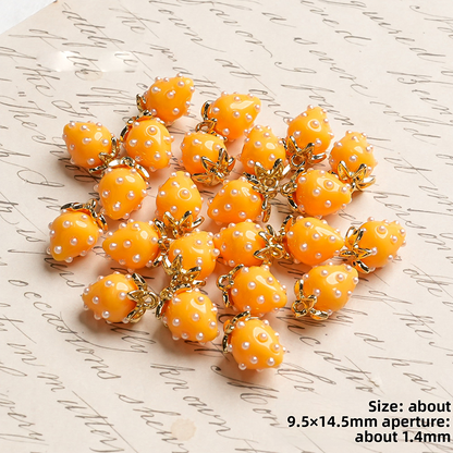 X2442 Cute Rhinestone Pearl 3D Strawberry Pendants, Large & Medium Size, DIY Handmade Accessories for Bracelets, Necklaces, Earrings & Phone Charms