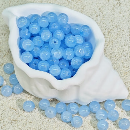 TK188 20Pcs Blue Tone Round Glass Beads(6/7/8/10mm Light Dark Blue), Aesthetic Loose Beads for DIY Bracelets Necklaces Earrings Handmade Jewelry Craft Supplies | 1 Listing Contains 20 Beads, Photos Are For Display Only