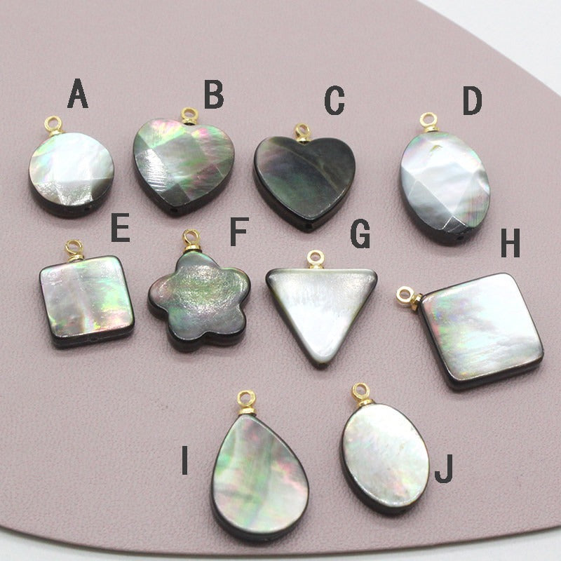 X2423 14K Gold Copper Plated Square & Heart Black Bezel Cut Pendant Charms, DIY Handmade Bracelet Necklace Earring Jewelry Making Accessories