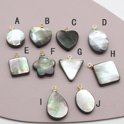 X2423 14K Gold Copper Plated Square & Heart Black Bezel Cut Pendant Charms, DIY Handmade Bracelet Necklace Earring Jewelry Making Accessories