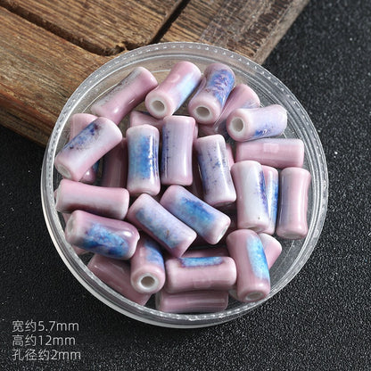 TK172 5Pcs Each pack contains 5 ceramic beads. Colorful High-Temperature Ceramic Bamboo Joint Tube Pearl Beads DIY Handmade Bracelet Necklace Earrings Jewelry Making Accessories Craft Supplies