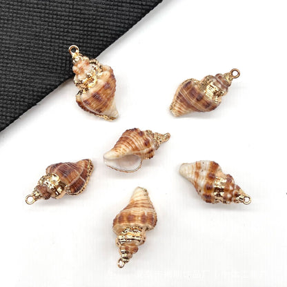 X2293 Natural sea shell with gold-gilded edges pendant for DIY handmade bracelet, necklace, earrings or other decorative accessories. Material: Natural sea shell