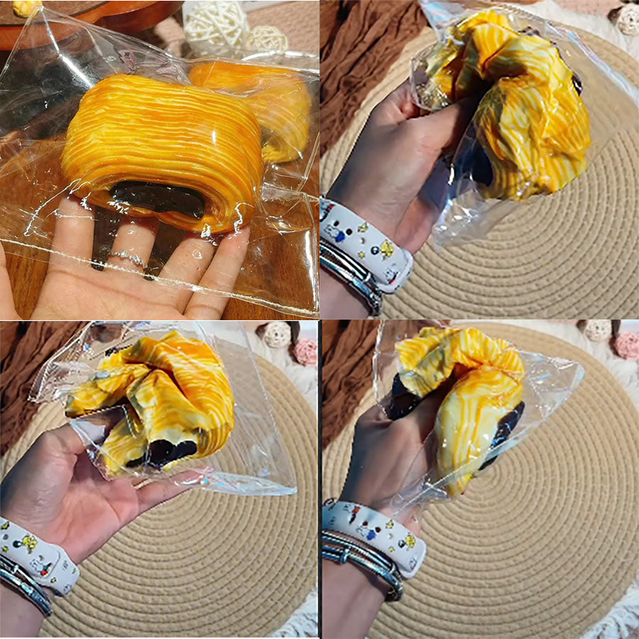 BJD473 30 Days Pre-order Food‑Grade Silicone Squishy, ~160g Chocolate Brownie Croissant Mud Texture Slow Rebound Toy, Stress Relief Healing Fidget Toy, Miniature Food Play