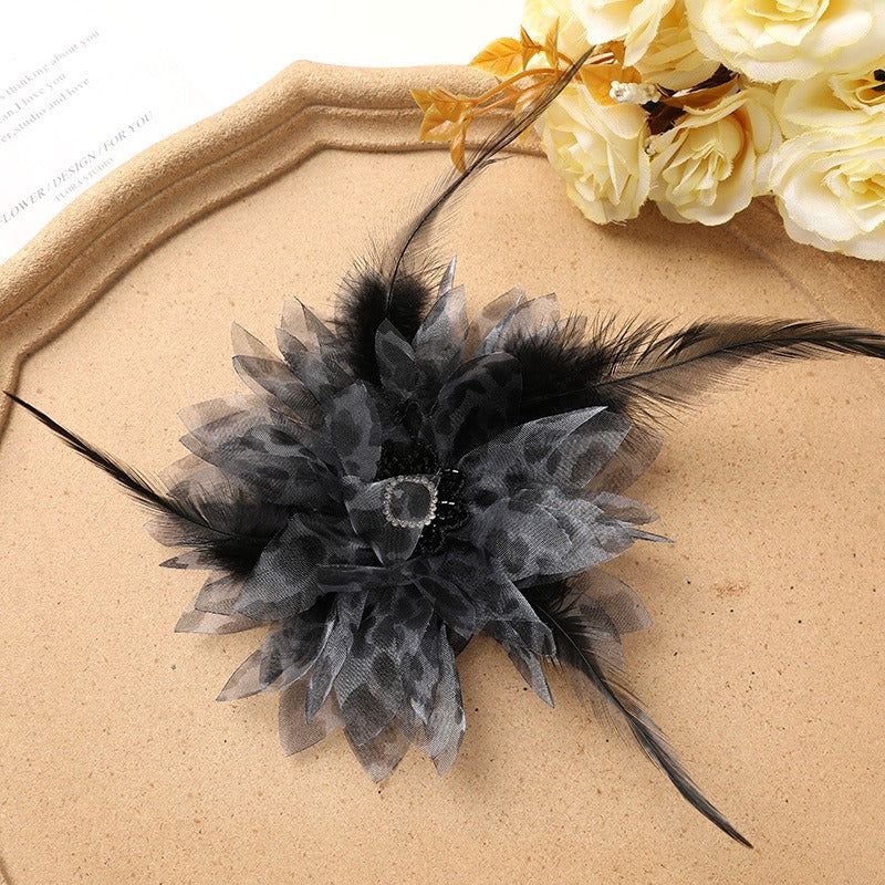 X2324 Three-Dimensional Multi-Layer Pearl Feather Organza Flower Charms, DIY Handmade Base for Earrings Rings Brooches Jewelry Making Bulk Craft Supplies