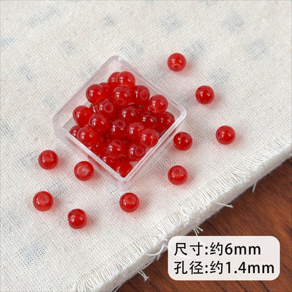 TK99 10pcs  natural stone red agate red 4/6mm through-hole drop beads for handmade string necklaces, bracelets, DIY accessories, material