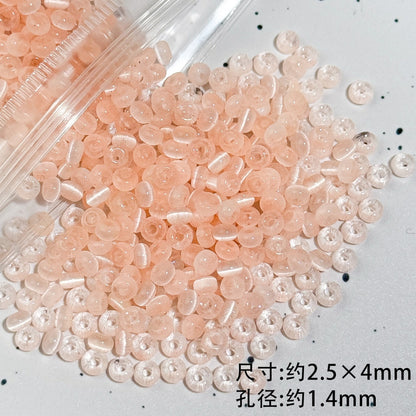 TK86 Approx 10g Rainbow Donut Shaped High Quality Wire Cut Cat Eye Glass Beads & Pearl Beads, DIY Handmade Bracelet Jewelry Making Accessories