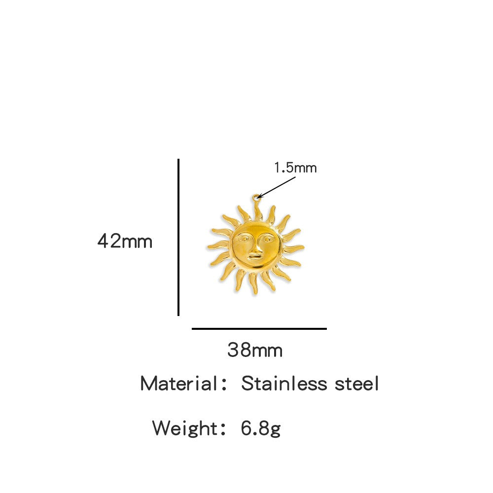 X2011  Stainless Steel Sun &amp; Flower Charms, Gold/Silver Plated Pendants for DIY Jewelry Making