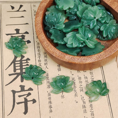 TK43 2pcs New Chinese resin imitation jade lotus double-about three DIY handmade necklace white jade jewelry pendant accessory