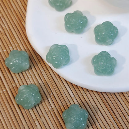TK43 2pcs New Chinese resin imitation jade lotus double-about three DIY handmade necklace white jade jewelry pendant accessory