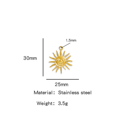 X2011  Stainless Steel Sun &amp; Flower Charms, Gold/Silver Plated Pendants for DIY Jewelry Making