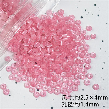 TK86 Approx 10g Rainbow Donut Shaped High Quality Wire Cut Cat Eye Glass Beads & Pearl Beads, DIY Handmade Bracelet Jewelry Making Accessories