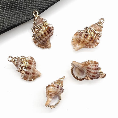 X2293 Natural sea shell with gold-gilded edges pendant for DIY handmade bracelet, necklace, earrings or other decorative accessories. Material: Natural sea shell