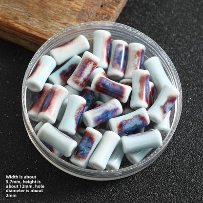 TK172 5Pcs Each pack contains 5 ceramic beads. Colorful High-Temperature Ceramic Bamboo Joint Tube Pearl Beads DIY Handmade Bracelet Necklace Earrings Jewelry Making Accessories Craft Supplies
