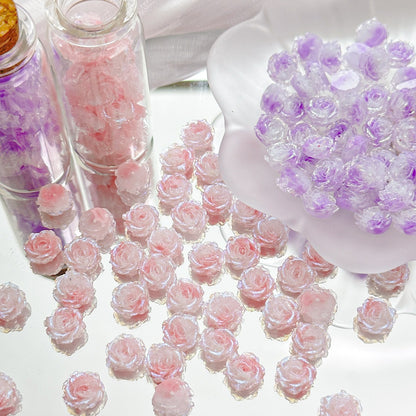 10pcs Flower  With holes Tie‑Dye Drilled Soft Rose Flower Beads, DIY Beading Supplies for Bracelet Necklace Jewelry Making