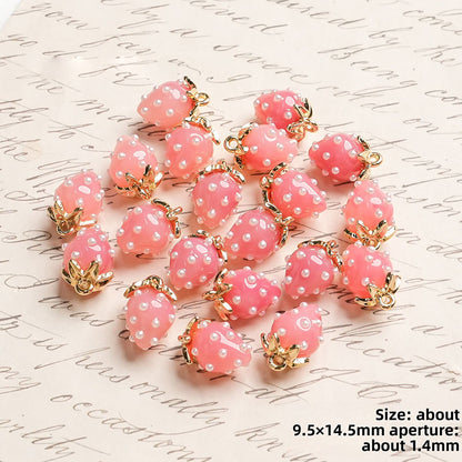 X2442 Cute Rhinestone Pearl 3D Strawberry Pendants, Large & Medium Size, DIY Handmade Accessories for Bracelets, Necklaces, Earrings & Phone Charms