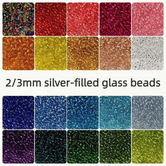 X2416 Premium Silver Lined Glass Seed Beads Blind Bag 2/3mm Mixed Round Beads 30/50/100g DIY Bracelet Necklace Earring Jewelry Making Craft Supplies