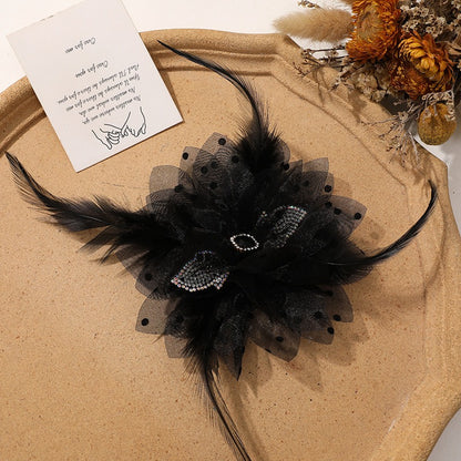 X2324 Three-Dimensional Multi-Layer Pearl Feather Organza Flower Charms, DIY Handmade Base for Earrings Rings Brooches Jewelry Making Bulk Craft Supplies