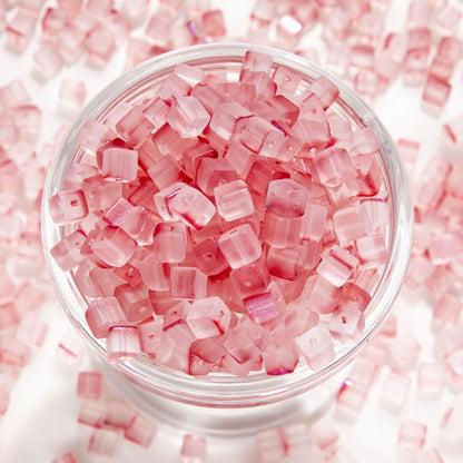 TK187 About 50pcs 7mm square sugar crystal clear glass beads, transparent matte beads, handcrafted DIY jewelry, handcrafted bracelet, necklace, earrings, accessory materials