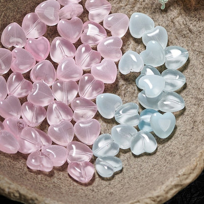 TK184 1 listing contains 10 beads 14mm Straight Hole Heart Shaped Glass Beads Y2K Aesthetic Loose Heart Beads, DIY Jewelry Making Supplies for Bracelets, Phone Charms, Keychains & Handmade Decor Accessories