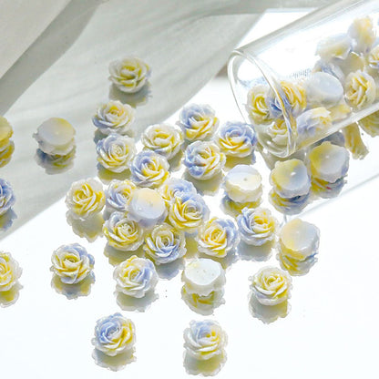 10pcs Flower  With holes Tie‑Dye Drilled Soft Rose Flower Beads, DIY Beading Supplies for Bracelet Necklace Jewelry Making