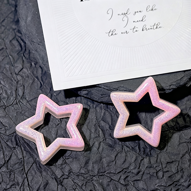 TK190 10Pcs 30mm Gradient Glitter Hollow Star Resin Charms, Two-Tone Pentagram Flatback Ornaments for DIY Cream Glue Phone Case Hair Clip Craft Supplies
