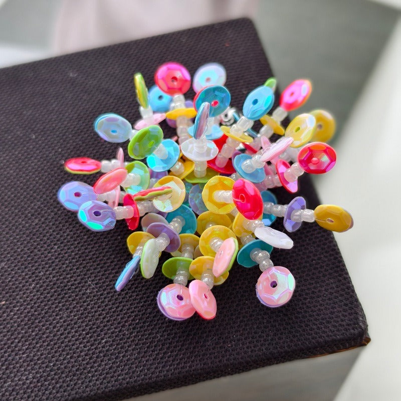 X2411 Hand Woven Color Sequins Flower Half-Finished Beads, DIY Craft Accessories Supplies for Handmade Bracelet Necklace Earring Jewelry Making
