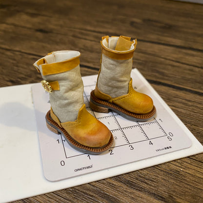 BJD582 30 Days Pre‑order  Handmade Patchwork Clay Doll Shoes, Vintage Distressed Miniature Footwear, Fits OB22, OB24, BJD, Blythe & Azone Dolls, Removable, Custom Orders Accepted, Worldwide Shipping