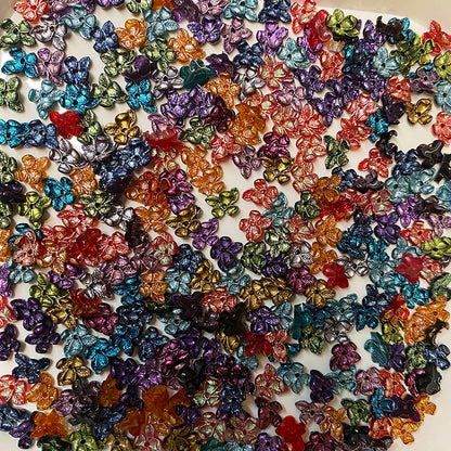 BJD503 About 5g（about 50 pieces） With Hole Mini Phalaenopsis Butterfly Orchid Iridescent Mixed Soft Rubber Flower Blind Box, 1×0.6cm 3D DIY Craft Supplies for Bouquet Basket Handmade Jewelry Making