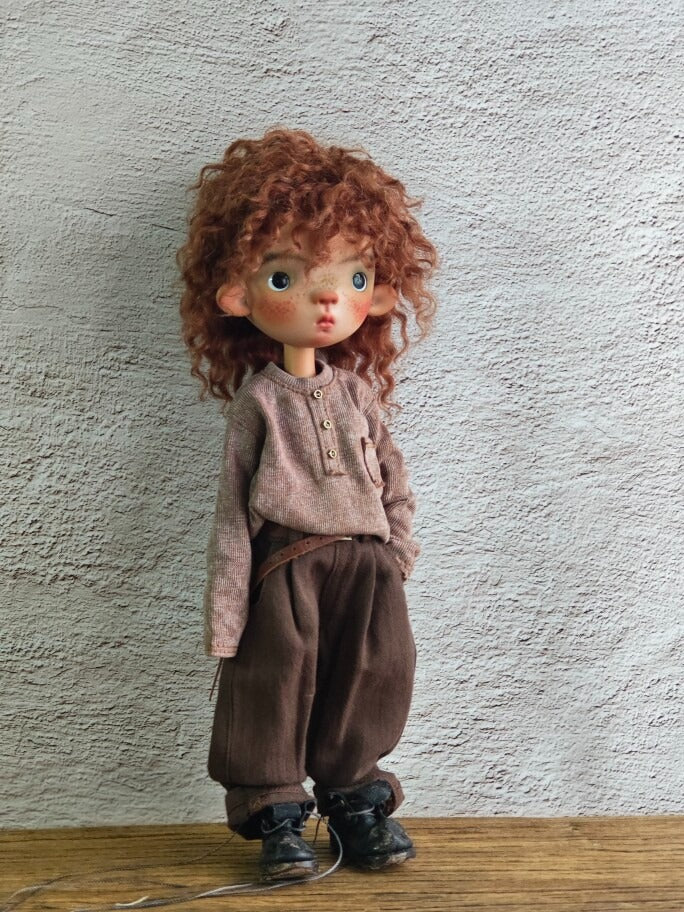 BJD592 30 Days Preorder Suitable for OB22, OB24, BJD, Blythe, Azone Doll | Vintage Washed Linen Rolled Edge Casual Pants & Long Sleeve T-shirt, Classic Outfit, Worldwide Shipping