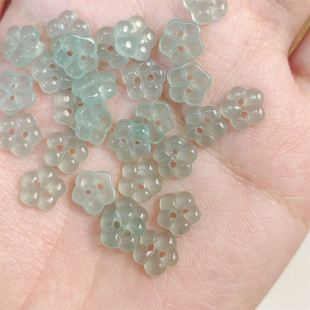 TK43 2pcs New Chinese resin imitation jade lotus double-about three DIY handmade necklace white jade jewelry pendant accessory