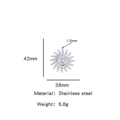 X2011  Stainless Steel Sun &amp; Flower Charms, Gold/Silver Plated Pendants for DIY Jewelry Making