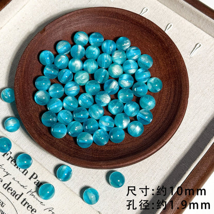 TK18 10Pcs 10mm Cat Eye Gradient Multicolor Round Acrylic Beads, DIY Handmade Bracelet Necklace Jewelry Making Accessories