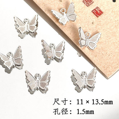 TK87 2Pcs Bright Silver Alloy Butterfly Pendant & Spacer Beads, DIY Handmade Bracelet Necklace Jewelry Making Accessories