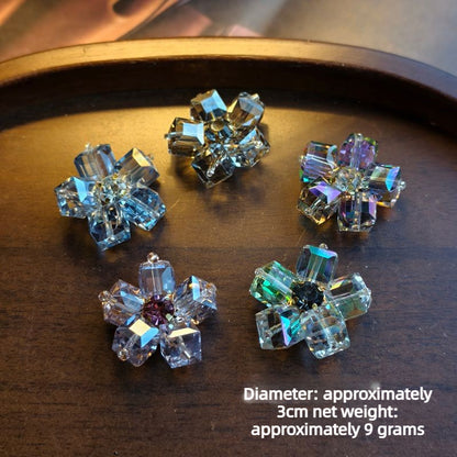 X2410  Hand Wrapped Square Sugar Rhinestone Crystal Glass Flower Half-finished Beads, DIY Craft Accessories for Handmade Bracelet Necklace Earring Jewelry Making Supplies