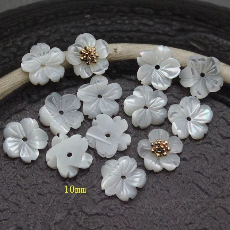 X2430 8/10/12/15 Pure natural shell carved peach blossom DIY bracelet, necklace, ancient-style earrings, brooches. Materials package, accessories
