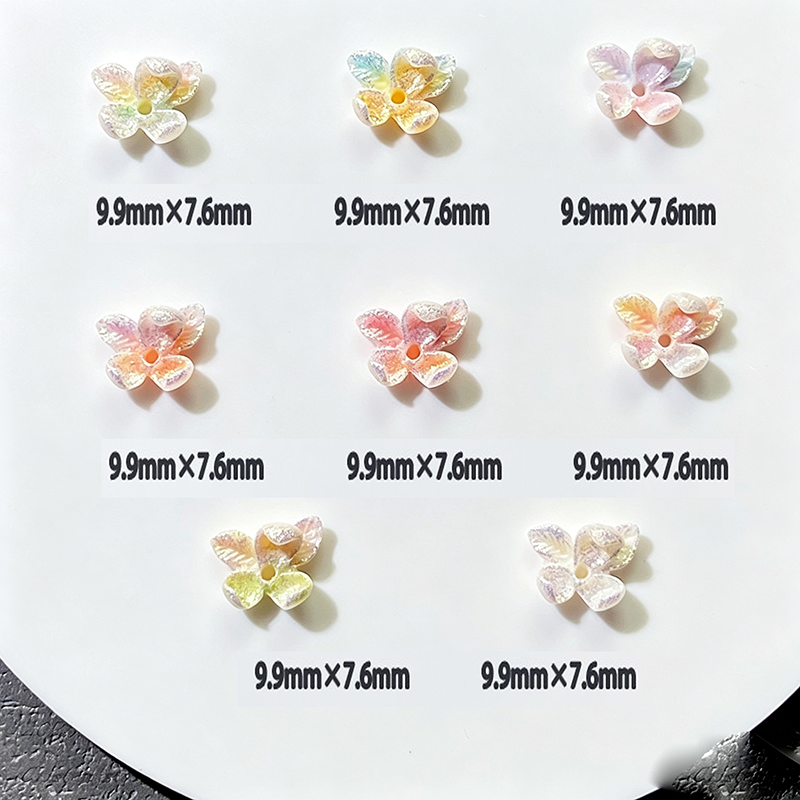 TK189 50Pcs Per Pack Iridescent Soft Rubber Plumeria Flower Beads with Hole, Mini Resin Floral Spacer Charms for DIY Bracelet Necklace Earrings Jewelry Making & Nail Art Decorations
