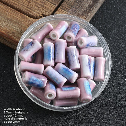 TK172 5Pcs Each pack contains 5 ceramic beads. Colorful High-Temperature Ceramic Bamboo Joint Tube Pearl Beads DIY Handmade Bracelet Necklace Earrings Jewelry Making Accessories Craft Supplies