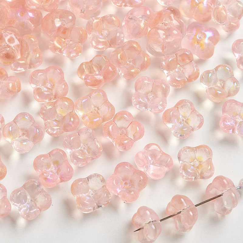 TK186 10pcs Osmanthus flower with holes, 10mm glass beads, handmade DIY jewelry, bracelet, necklace, earrings, accessories, material