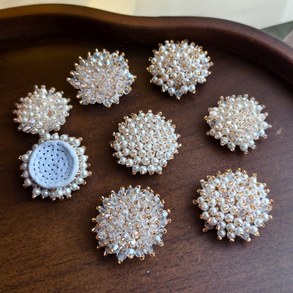X2413 Hand Wrapped Crystal Glass Beaded Flower Brooch Core, DIY Craft Accessories Materials for Handmade Bracelet Necklace Earring Jewelry Making Supplies