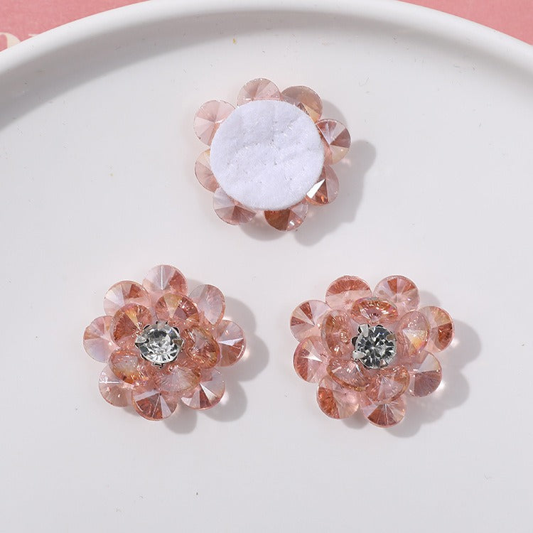 X2323 Double Layer Shiny Rhinestone Flower Charms Multi Color DIY Base for Earrings Rings Brooch Craft Supplies Bulk Wholesale