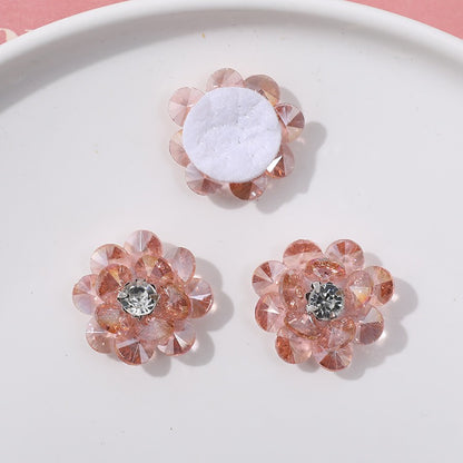 X2323 Double Layer Shiny Rhinestone Flower Charms Multi Color DIY Base for Earrings Rings Brooch Craft Supplies Bulk Wholesale