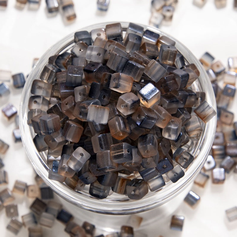 TK187 About 50pcs 7mm square sugar crystal clear glass beads, transparent matte beads, handcrafted DIY jewelry, handcrafted bracelet, necklace, earrings, accessory materials