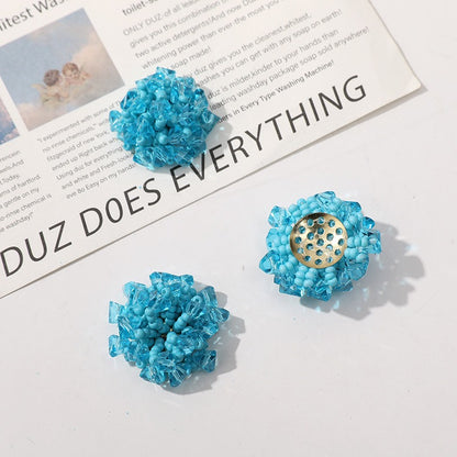 X2321 1 pair Various color blue, pink and red glass beads are woven into beaded flowers as the base for pendant earrings, rings and other accessories. These are DIY handmade items.